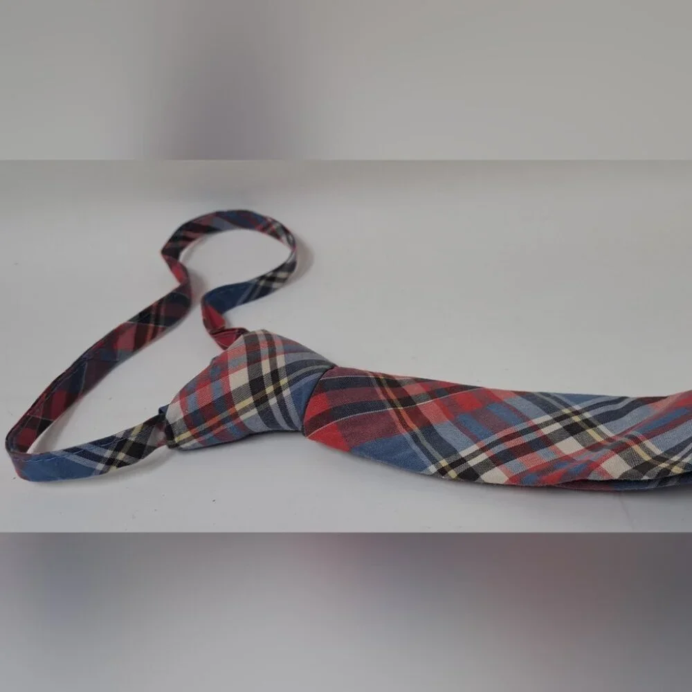 J. Crew Crewcuts Kids Boys Tie Red Plaid Tartan Check 42